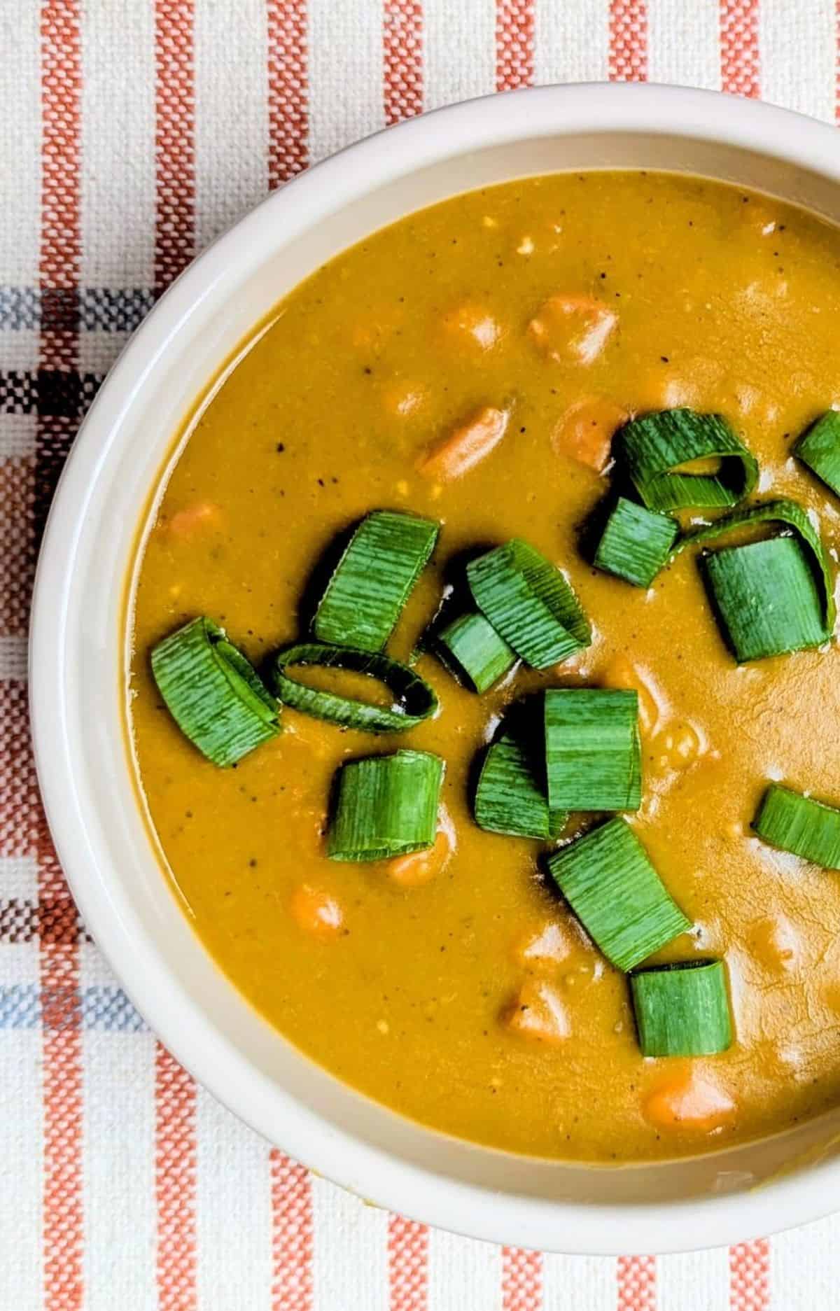 split pea and ham soup in bowl