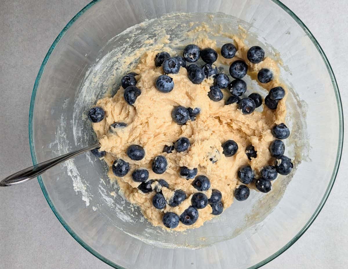 dry and wet combined; blueberries folded in