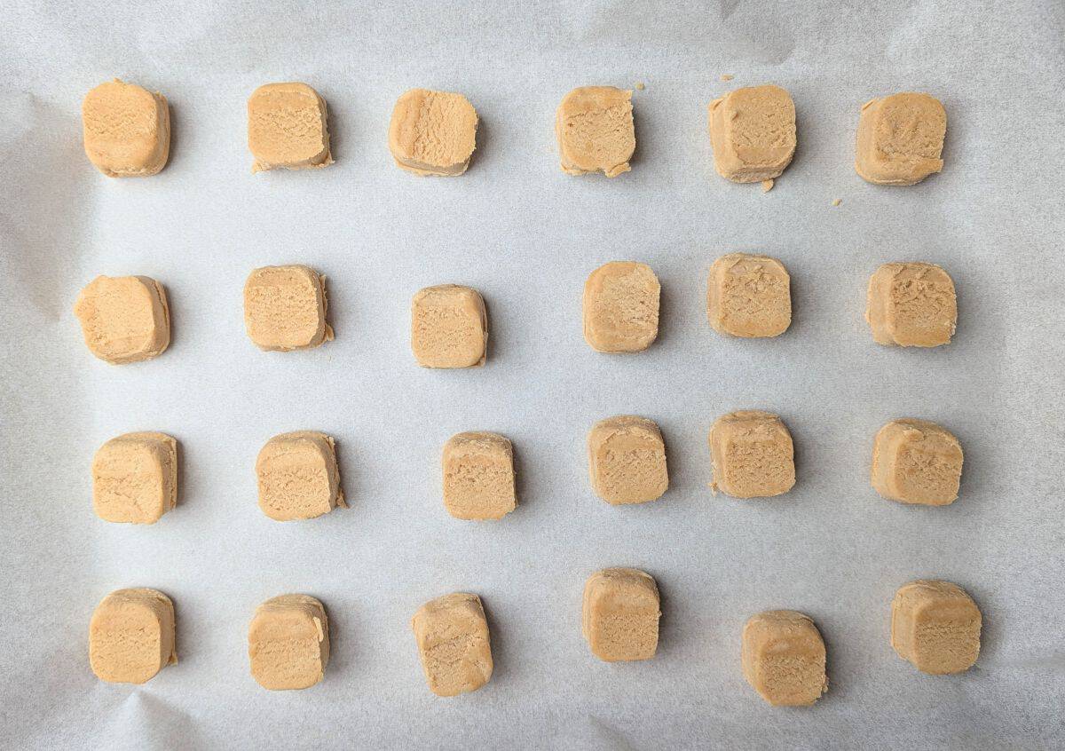 peanut butter cookie dough on tray